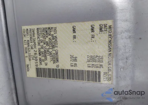 2015 Nissan Altima 2.5/2.5 S/2.5 Sl/2.5 Sv из США, поврежденный, VIN 1N4AL3AP0FC263059